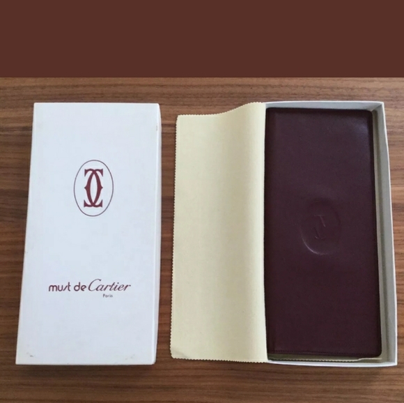 MUST DE CARTIER BORDEAUX/BURGUNDY FOLDING WALLET - Picture 1 of 8